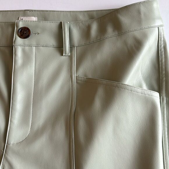 NWT High Rise Faux Leather Ankle Trousers Pants A New Day Sage Green Size 14 - Picture 3 of 11